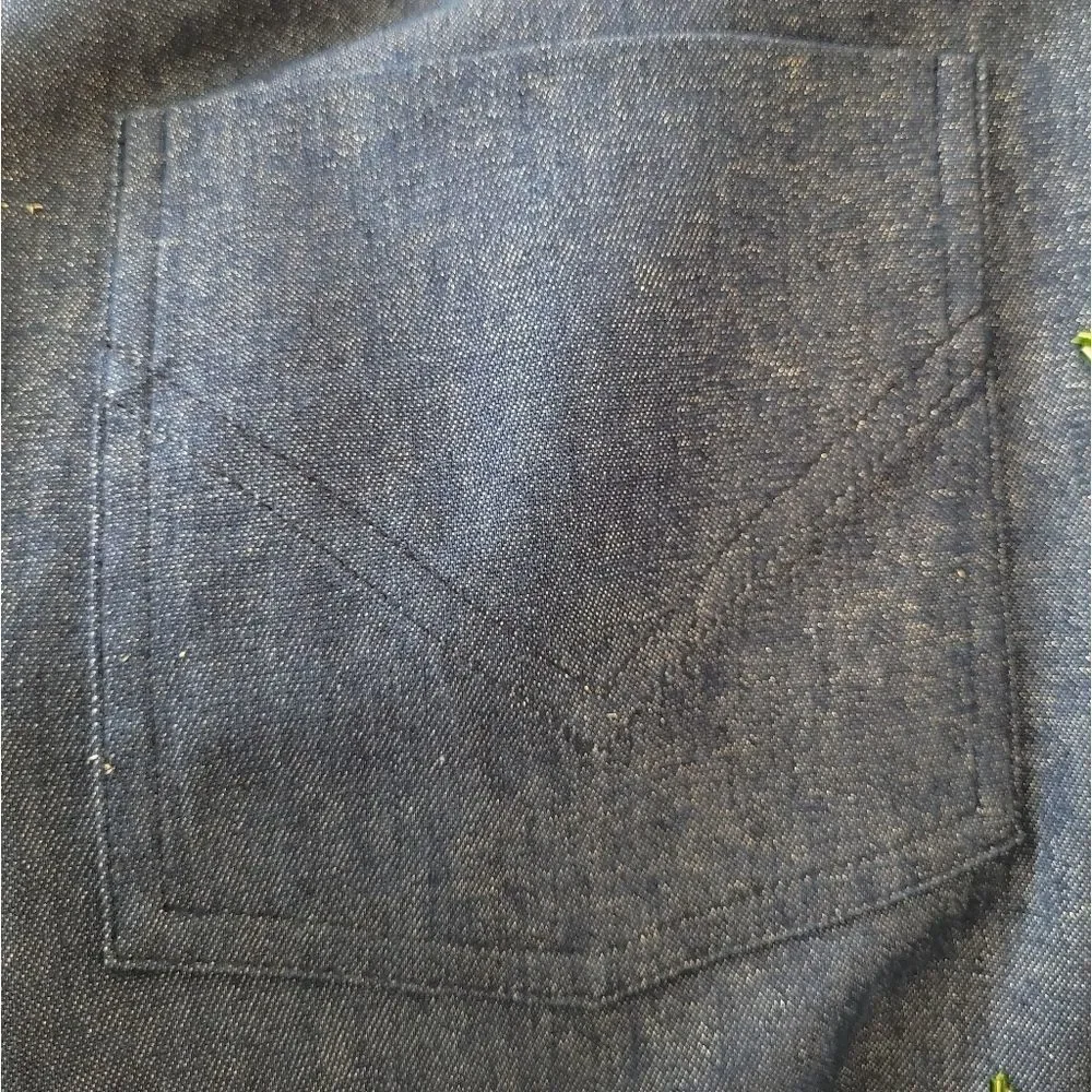 2002 Christian Dior VTG Blue Metallic Denim Pants w/Floral Embellishments - sz 8 - Picture 10 of 14